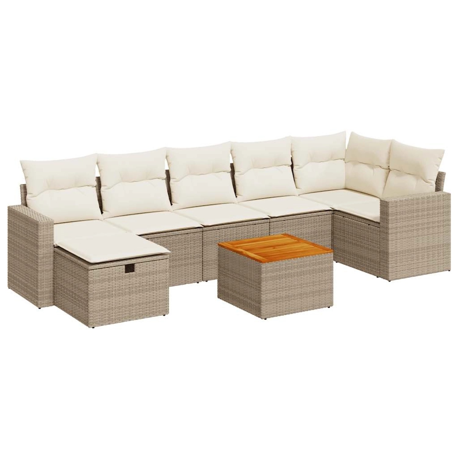 vidaXL 8-Tlg Garten-Sofagarnitur mit Kissen Beige Poly Rattan 3325796 günstig online kaufen