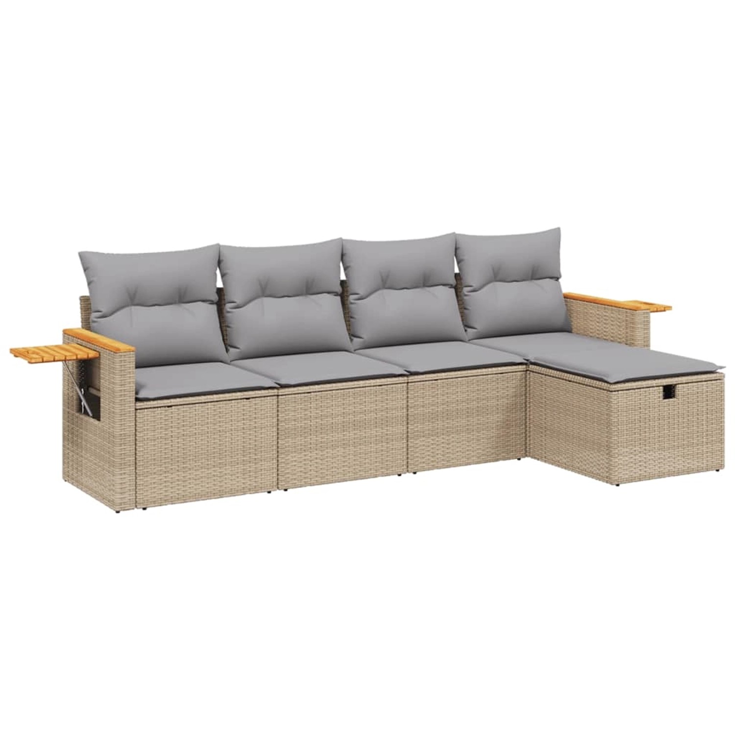 vidaXL 5-tlg Garten-Sofagarnitur mit Kissen Beige Poly Rattan Modell 90 günstig online kaufen