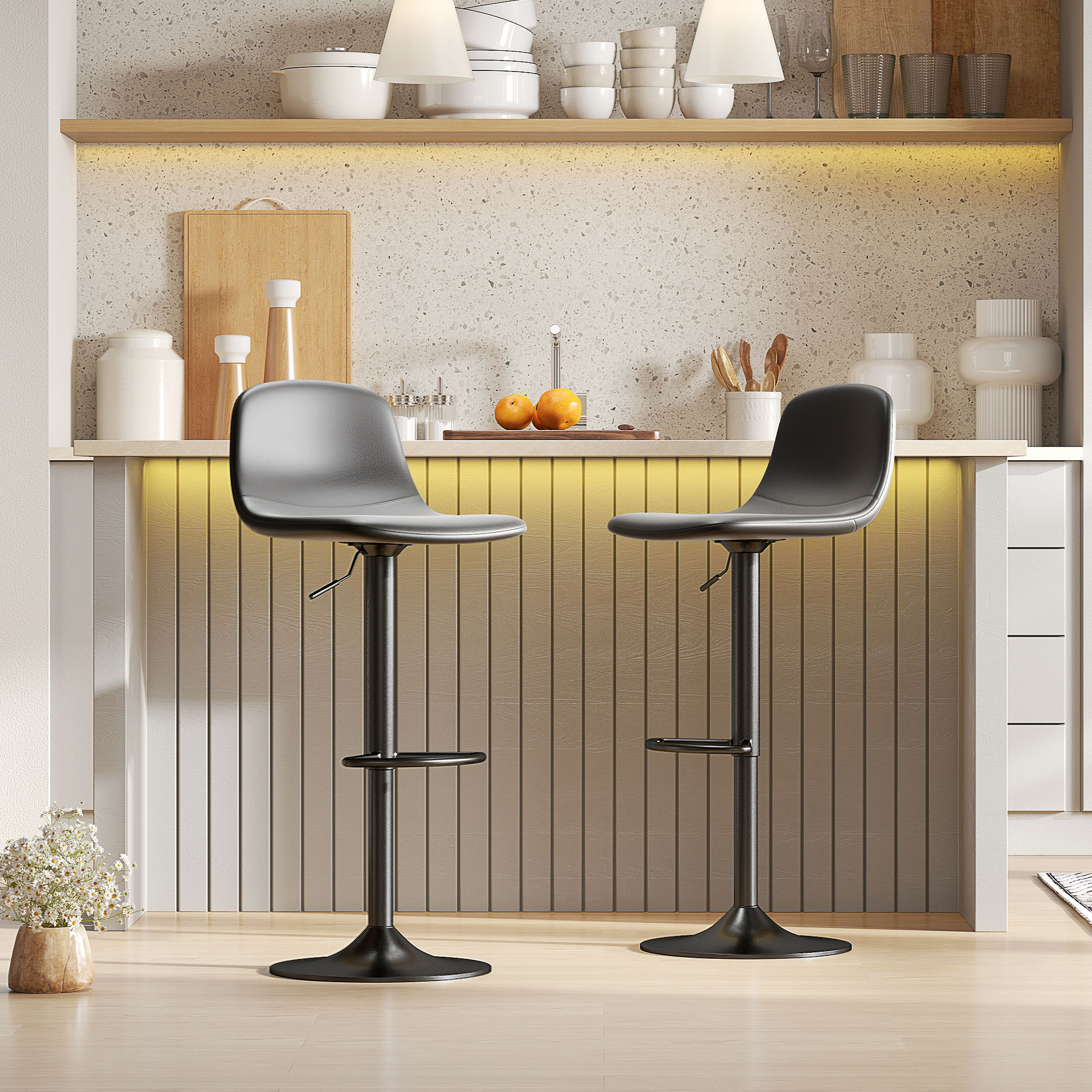 HOMCOM Barhocker 2er Set Höhenverstellbar Drehbar Barstuhl Tresenhocker mit günstig online kaufen