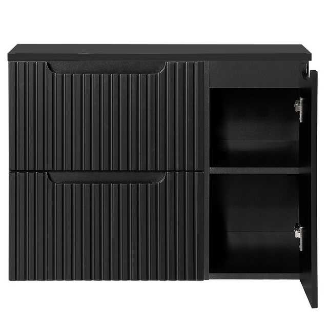 Lomadox Waschbeckenschrank NEWPORT-56-BLACK 80cm Waschtischunterschrank sch günstig online kaufen