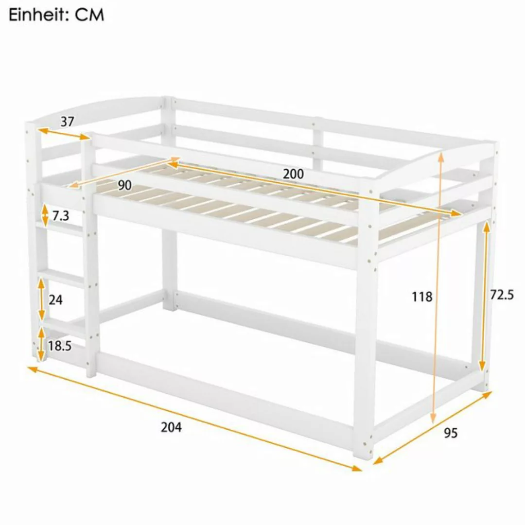 BlingBin Etagenbett Kinderbett Hochbett 90×200CM Rahmen aus massiver Kiefer günstig online kaufen