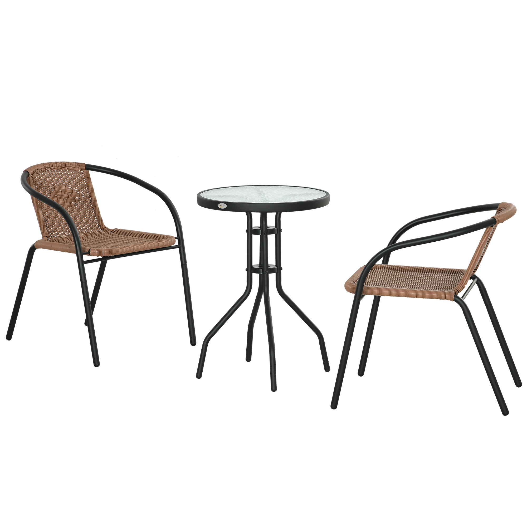 Outsunny Gartenbistromöbel-Set, 3-teiliges Bistromöbel-Set aus Stahlgestell günstig online kaufen