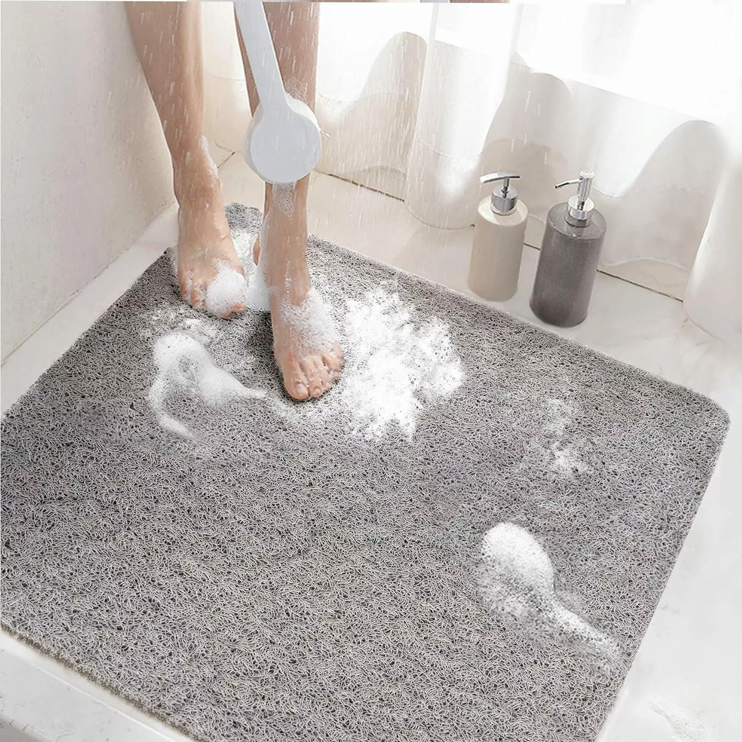 LuxusKollektion Badaccessoire-Set Duschmatte rutschfest 60x60cm PVC-Luffa günstig online kaufen