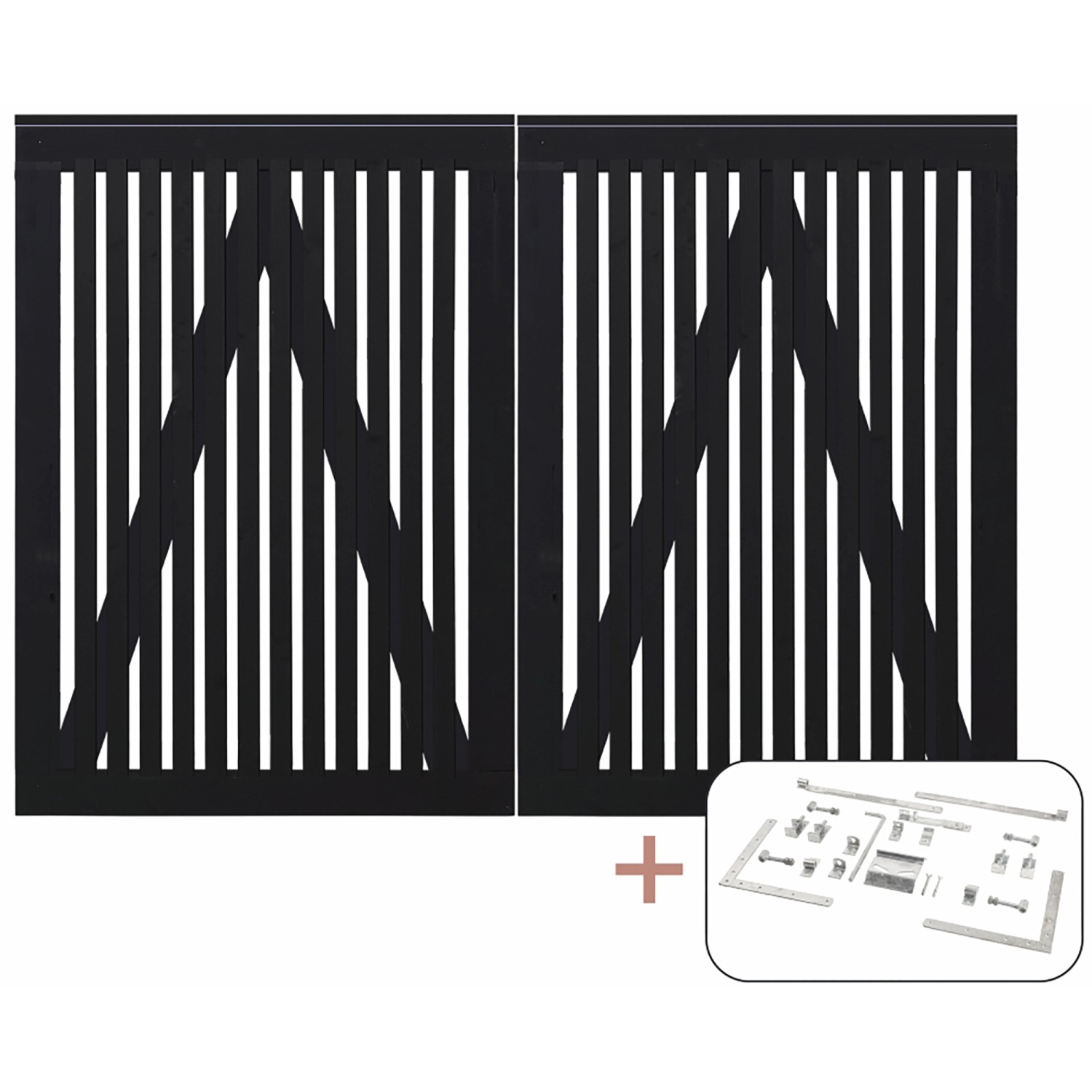Plus Holz Doppeltor Sendai Nadelholz Schwarz 200 cm x 140 cm günstig online kaufen