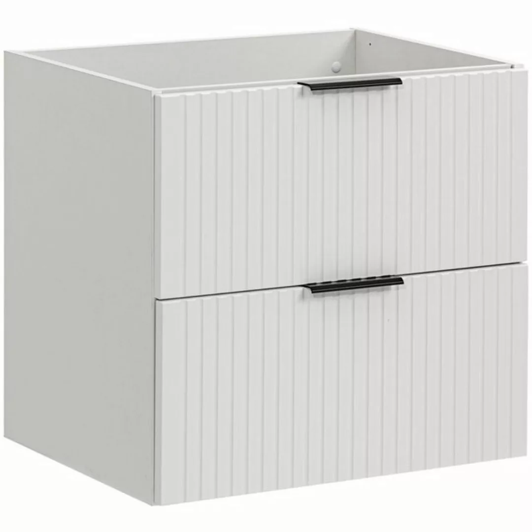 Waschtischunterschrank 60 cm ADELAIDE-56-WHITE matt weiß mit gerilllter Fro günstig online kaufen