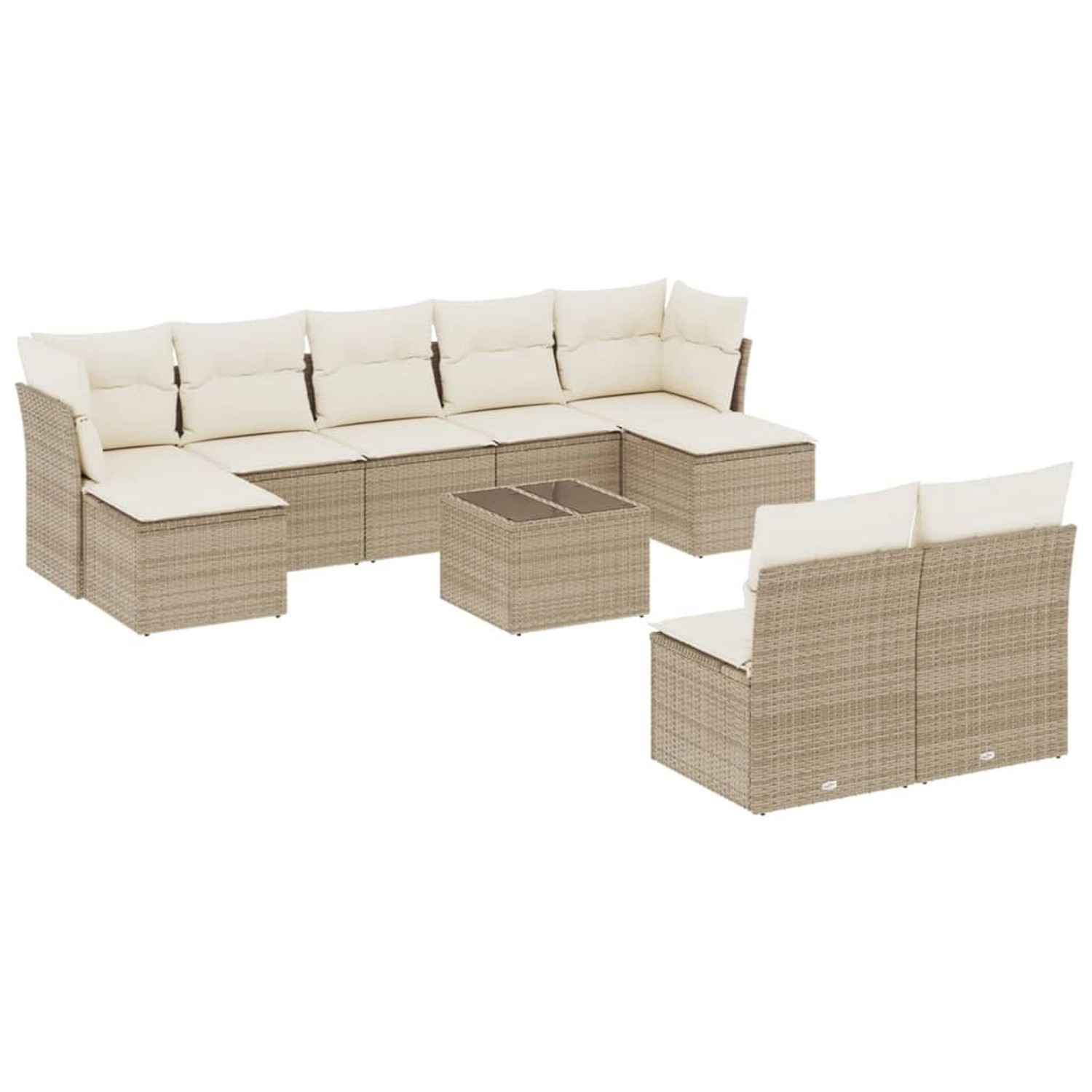 vidaXL 10-Tlg Garten-Sofagarnitur mit Kissen Beige Poly Rattan 3218278 günstig online kaufen