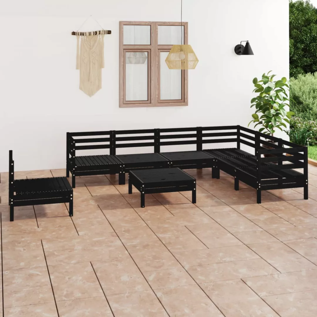 8-tlg. Garten-lounge-set Massivholz Kiefer Schwarz günstig online kaufen