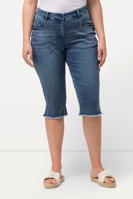 Ulla Popken Regular-fit-Jeans Boyfriend-Jeanscapri Fransensaum weites Bein günstig online kaufen