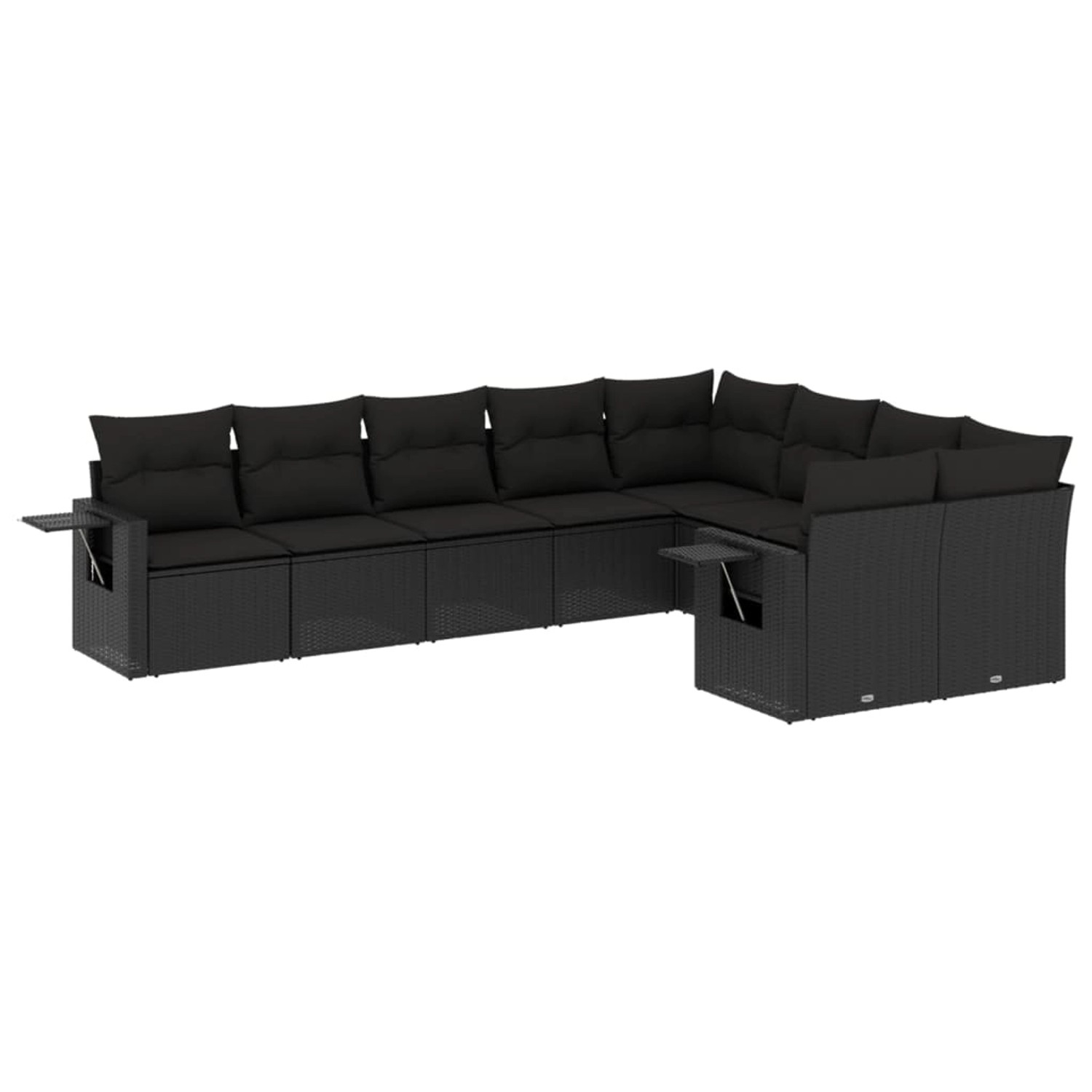 vidaXL 9-Tlg Garten-Sofagarnitur mit Kissen Schwarz Poly Rattan 3220634 günstig online kaufen