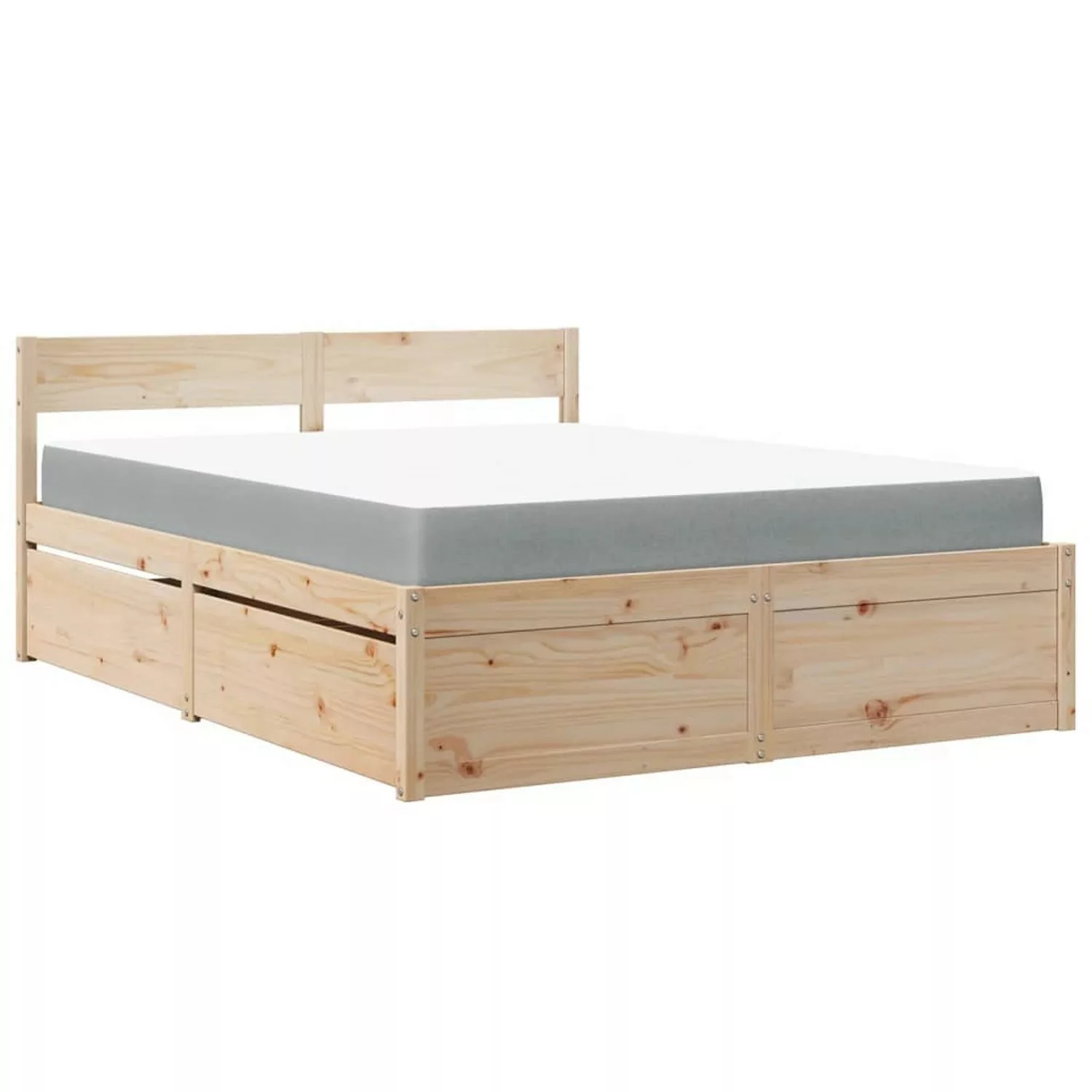 vidaXL Bettgestell Bett mit Schubladen und Matratze 140x200 cm Massivholz K günstig online kaufen