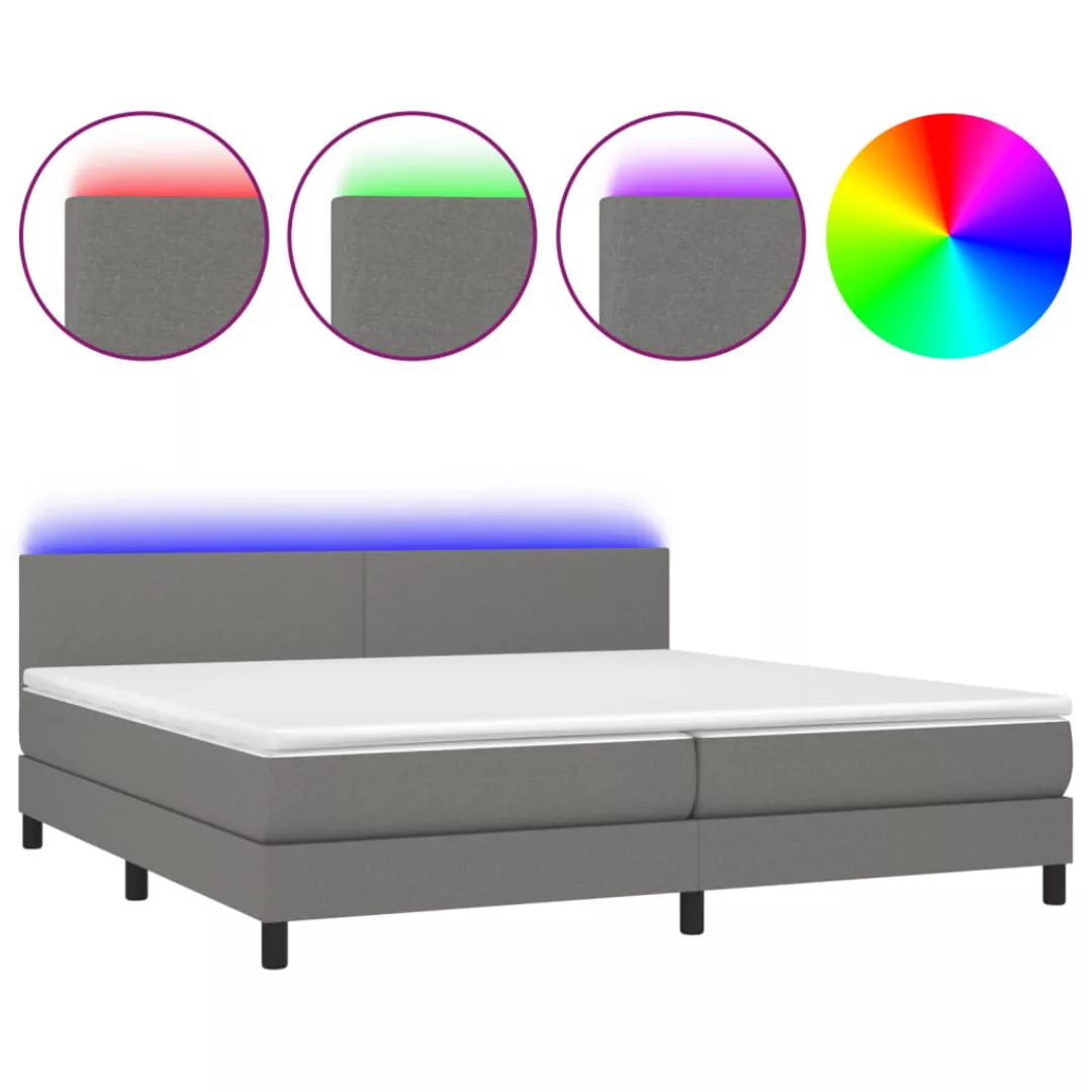 Vidaxl Boxspringbett Mit Matratze & Led Dunkelgrau 200x200 Cm Stoff günstig online kaufen