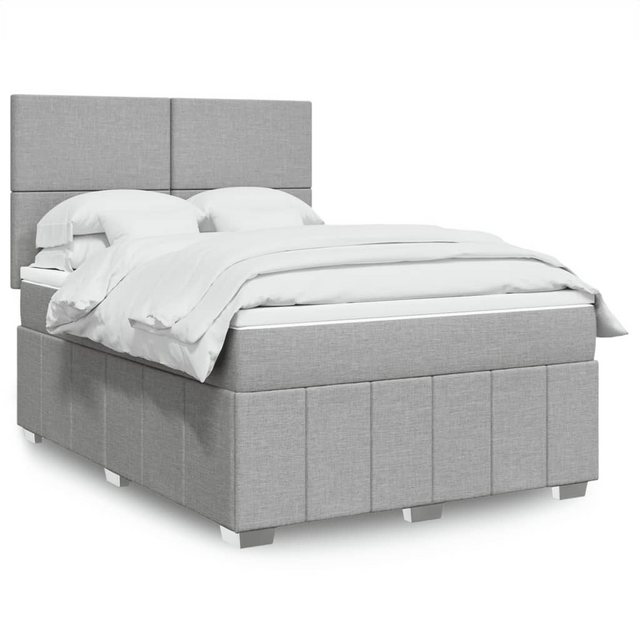 vidaXL Boxspringbett, Boxspringbett mit Matratze Hellgrau 140x190 cm Stoff günstig online kaufen