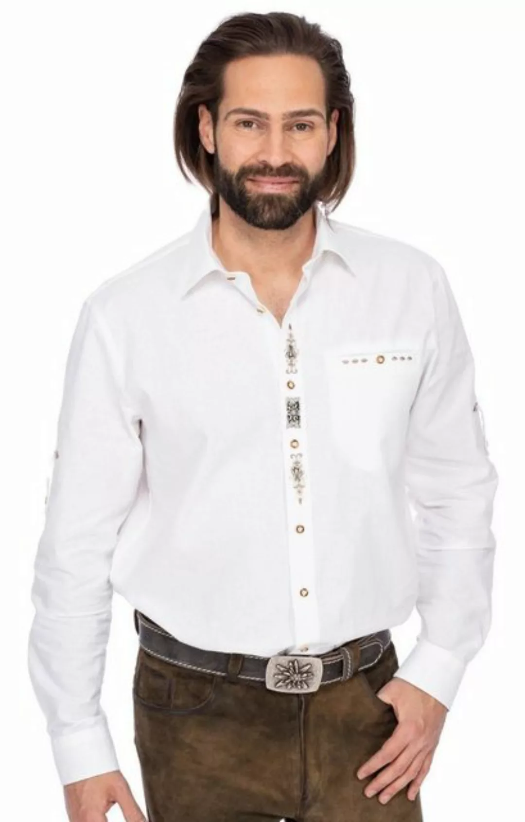 OS-Trachten Trachtenhemd Hemd THORSTEIN weiß (Regular Fit) günstig online kaufen