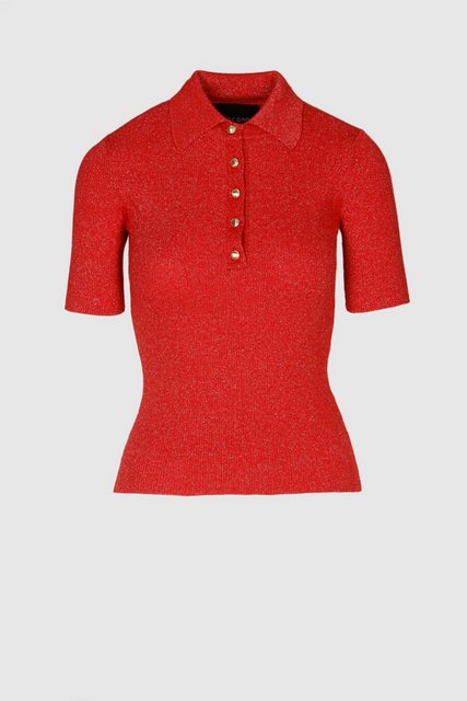 Boscana Polokragenpullover Polo Shirt in Rot mit Lurex gestrickt günstig online kaufen