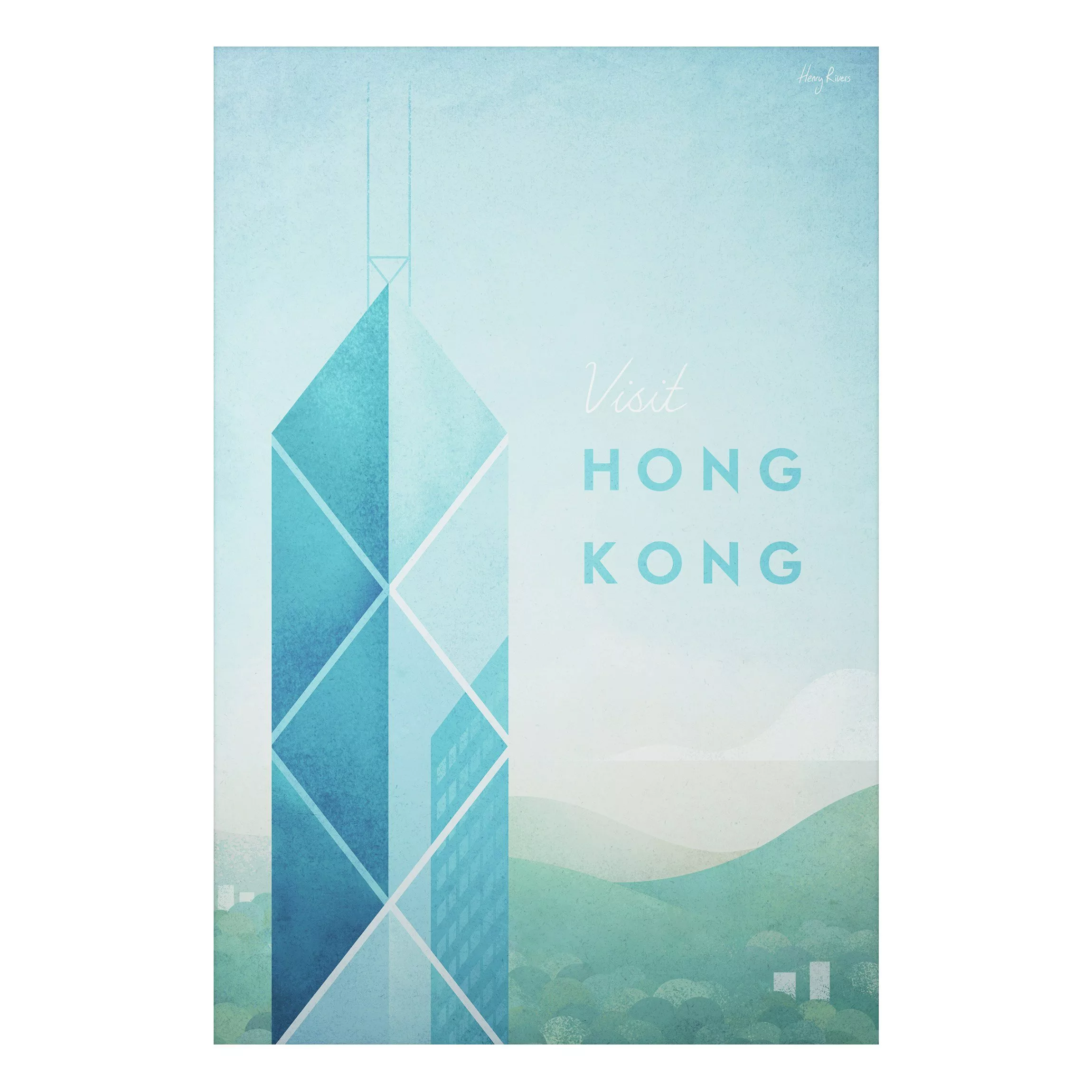 Alu-Dibond Bild Kunstdruck - Hochformat 2:3 Reiseposter - Hong Kong günstig online kaufen