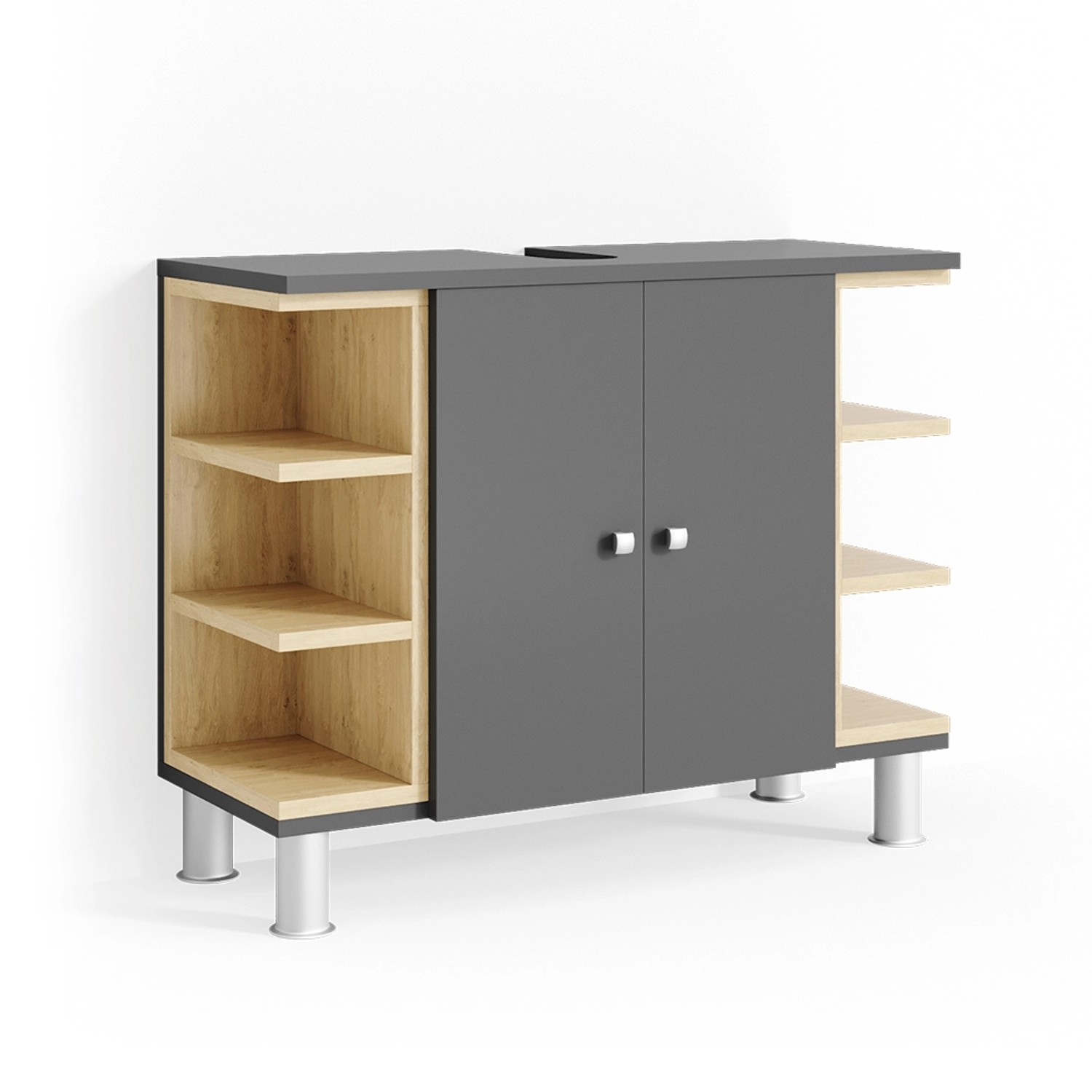 Vicco Waschbeckenunterschrank Aquis Anthrazit/Sonoma 79 x 64 cm günstig online kaufen