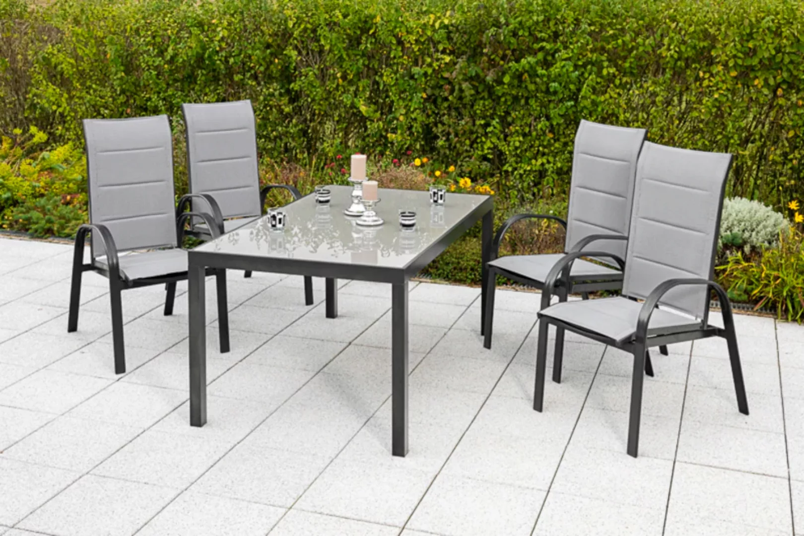 MERXX Garten-Essgruppe "Marini", (5 tlg.), 4 Klappsessel mit Gartentisch günstig online kaufen