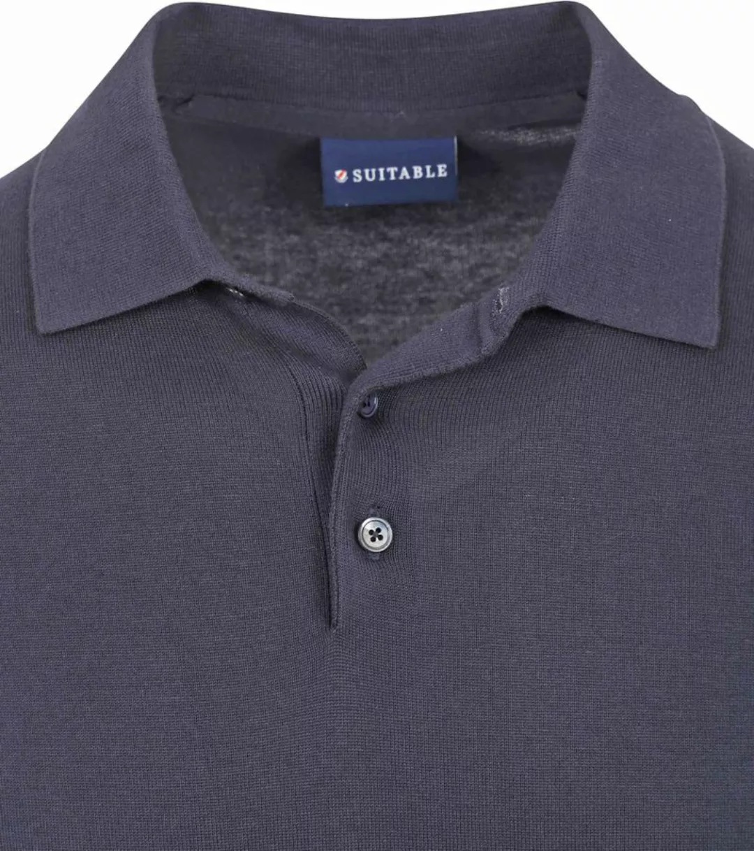 Suitable Knitted Poloshirt Navy - Größe M günstig online kaufen