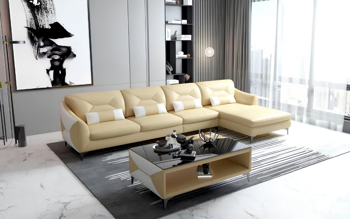 Xlmoebel Ecksofa Modernes Ecksofa aus Leder mit Designer-Stil in L-Form - L günstig online kaufen