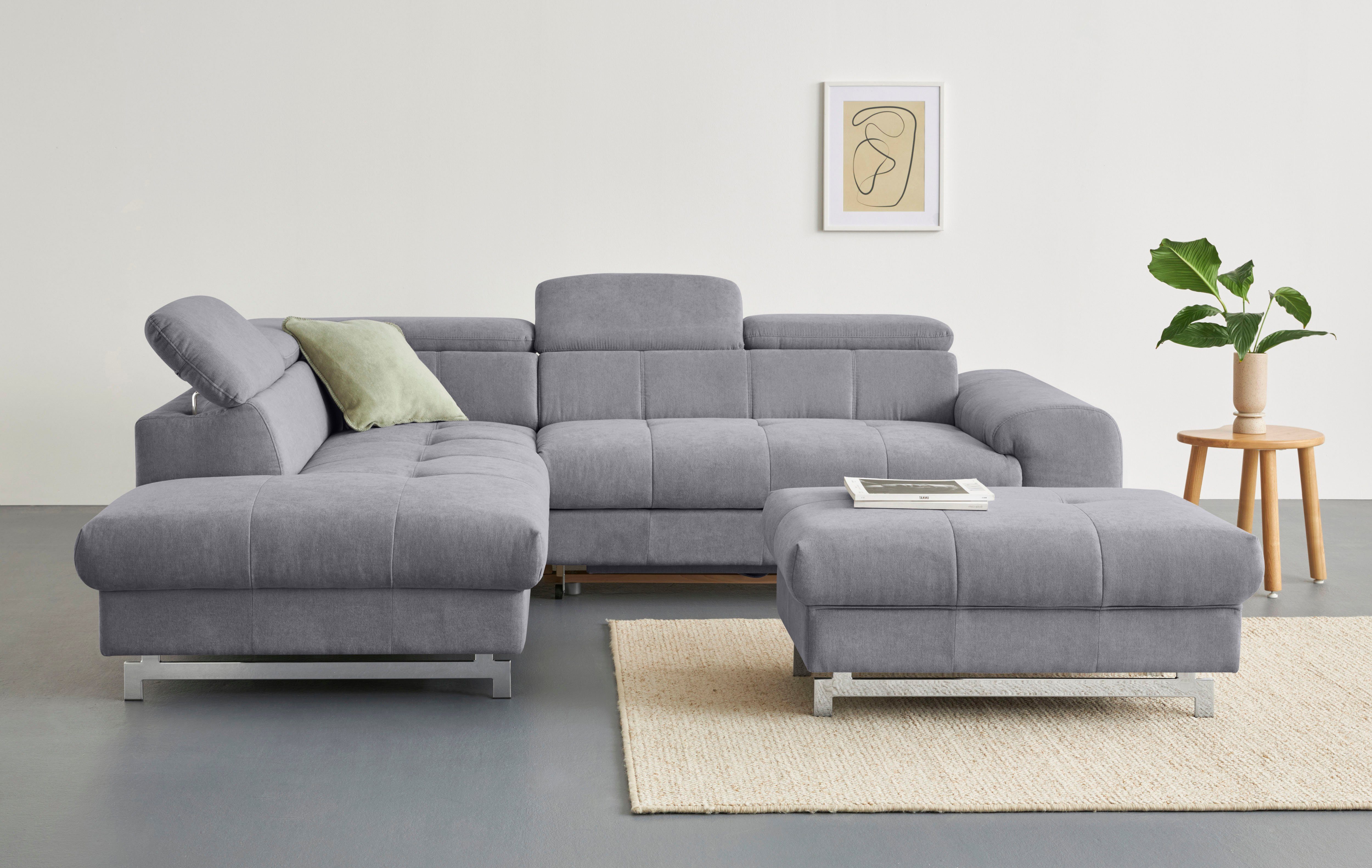 COTTA Ecksofa "Chef L-Form", mit Kopfteilverstellung, edle Metallkufen, wah günstig online kaufen