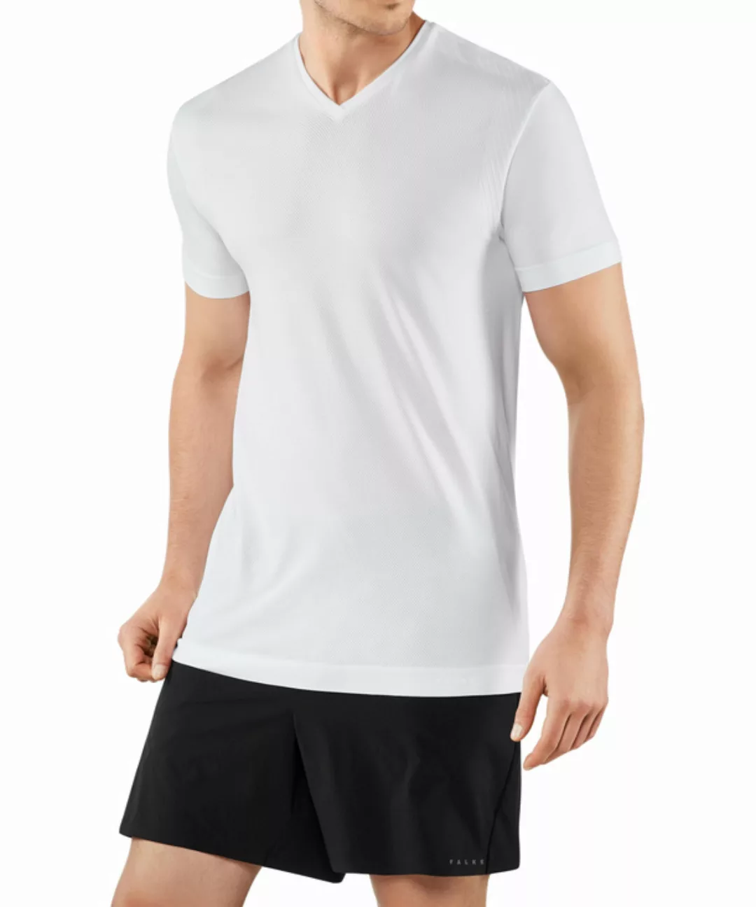 FALKE Herren T-Shirt V-Ausschnitt, M-L, Weiß, Uni, 61018-286003 günstig online kaufen