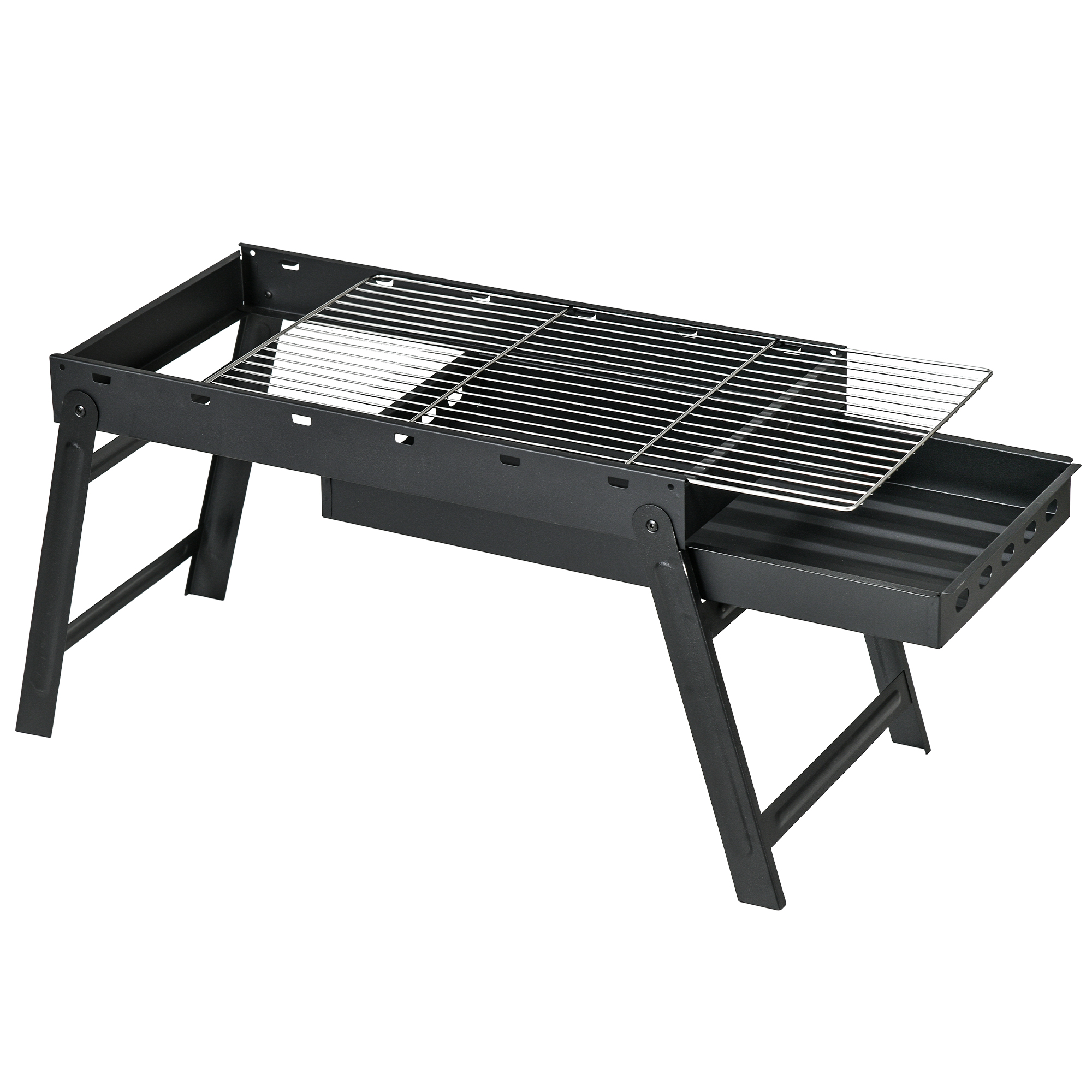Outsunny Holzkohle Grill Tragbarer Klappbarer BBQ Grill mit herausnehmbarer günstig online kaufen