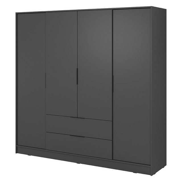 Lomadox Kleiderschrank KNOCK-160 in graphit, 4 Türen, 2 Schubkästen, 206 cm günstig online kaufen