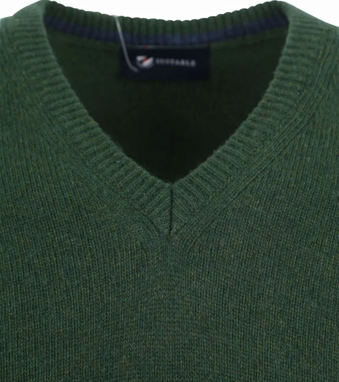 Suitable Lammwolle Pullover V-Ausschnitt Dunkelgrün - Größe M günstig online kaufen