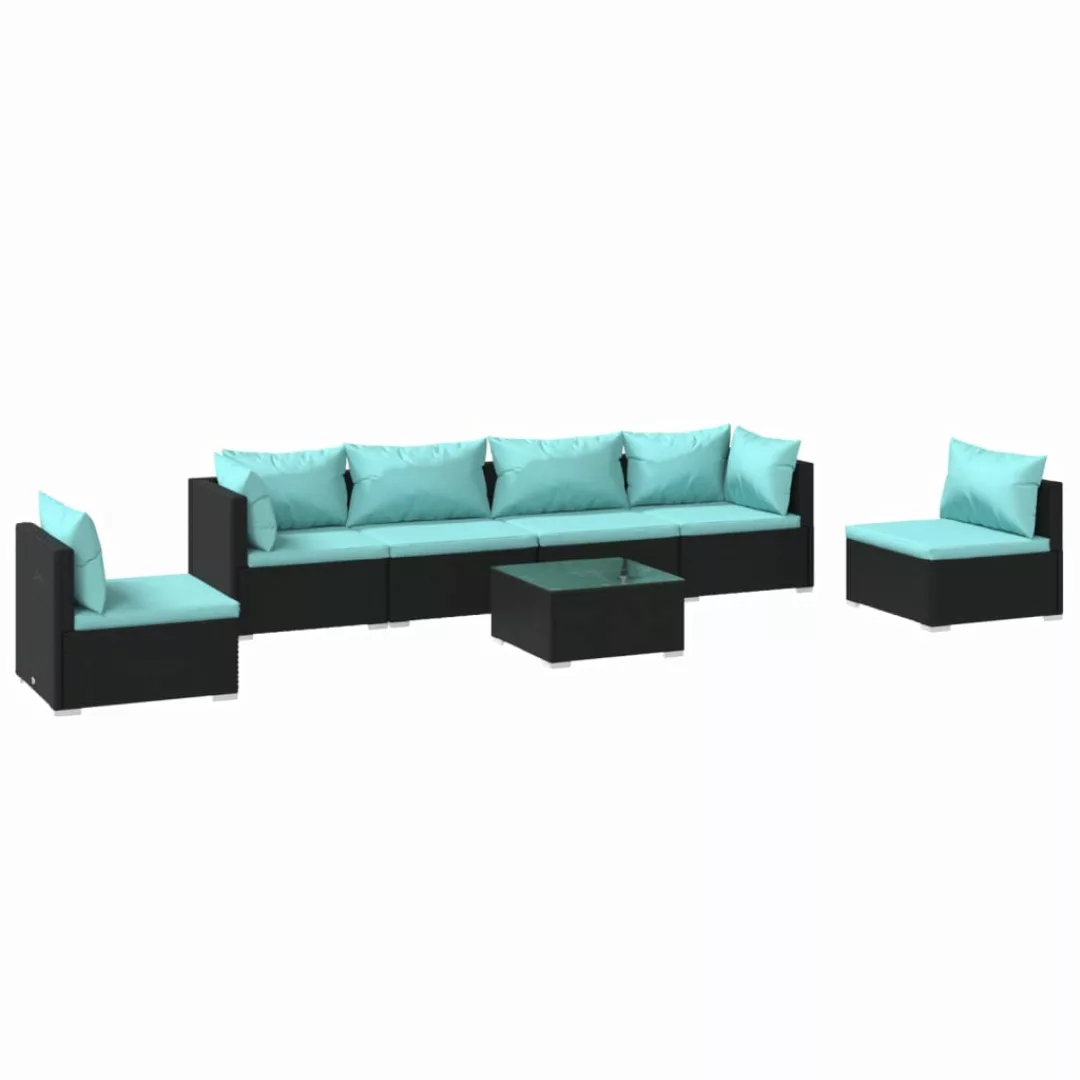 Vidaxl 7-tlg. Garten-lounge-set Mit Kissen Poly Rattan Schwarz günstig online kaufen