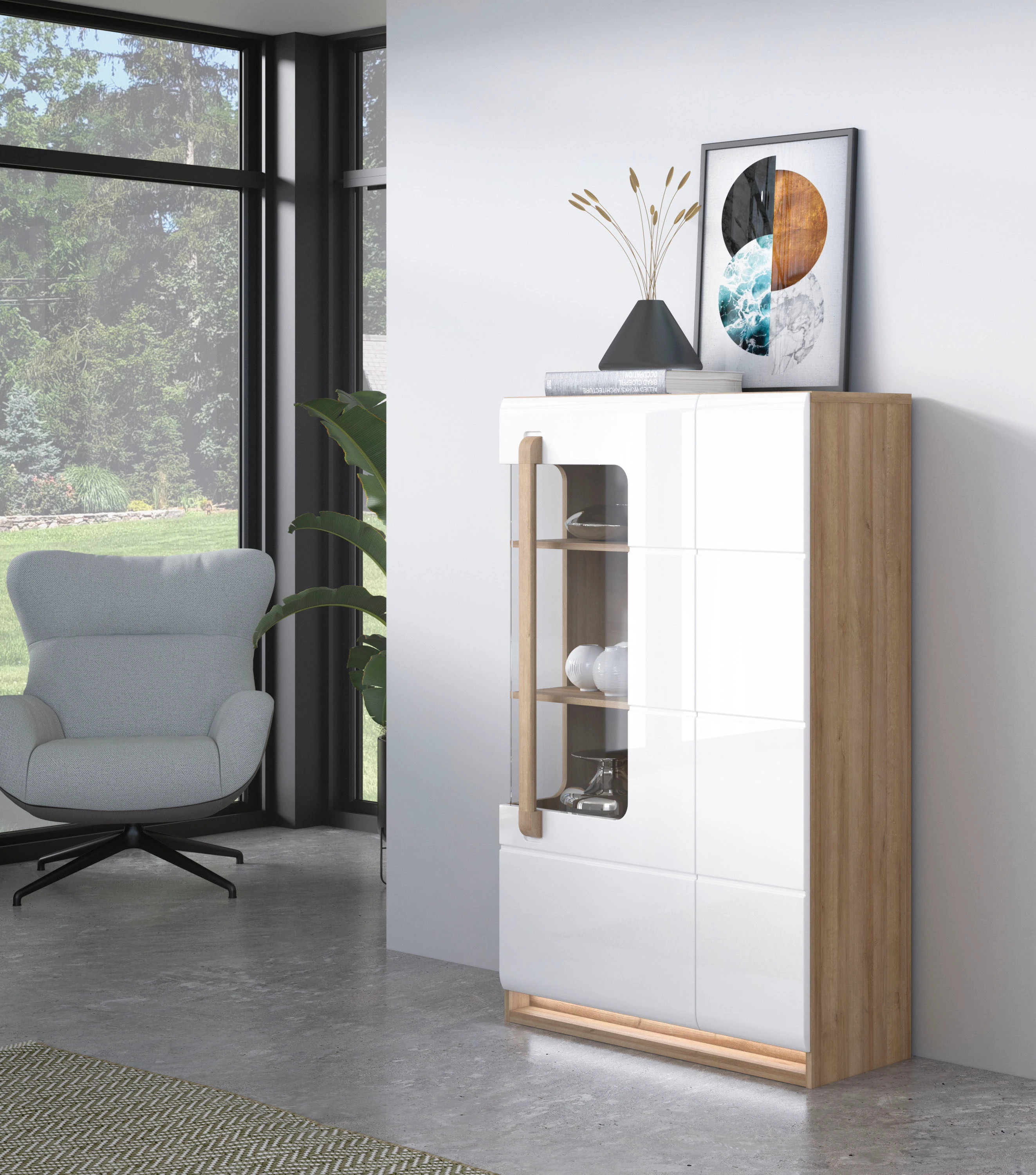 FORTE Highboard "Attention", (Hochschrank, Hochkommode), Highboard, Beleuch günstig online kaufen