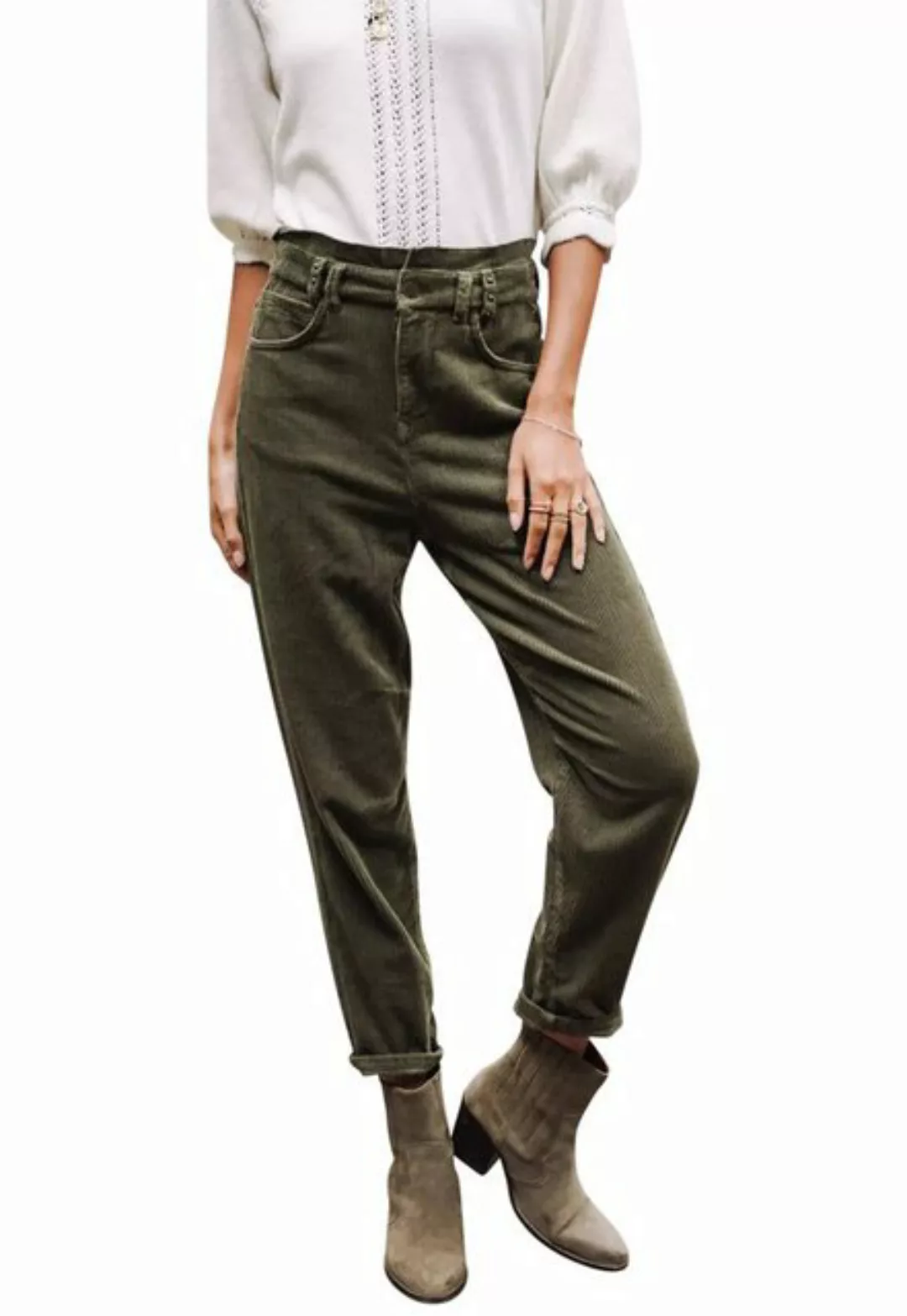 Freeman T. Porter Boyfriend-Hose Lara Veluto Forest Night Damen Hose High W günstig online kaufen