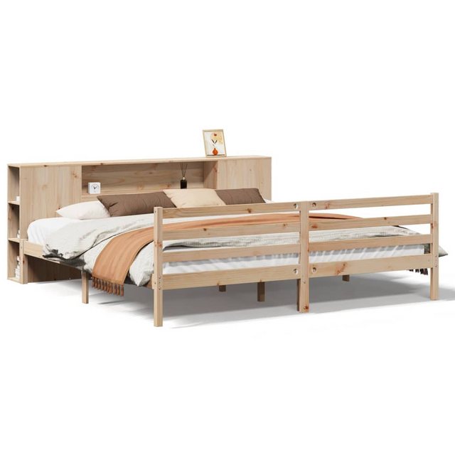 vidaXL Bett, Massivholzbett mit Regal ohne Matratze 200x200 cm Kiefernholz günstig online kaufen