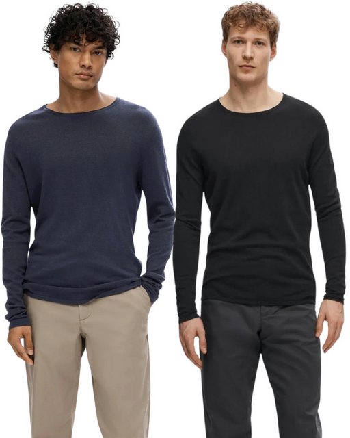 SELECTED HOMME Langarmshirt Basic Feinstrick Pullover im Doppelpack günstig online kaufen