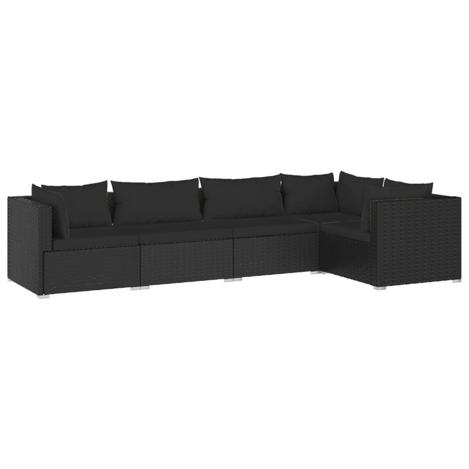 Vidaxl 5-tlg. Garten-lounge-set Mit Kissen Poly Rattan Schwarz günstig online kaufen