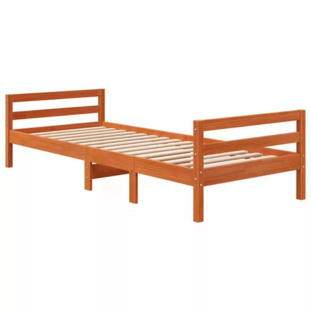 vidaXL Bett Massivholzbett ohne Matratze Wachsbraun 75x190 cm Kiefernholz günstig online kaufen