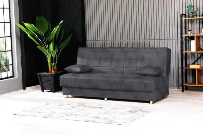 Schlafsofa  ca. 190x87x87 cm inkl. kleine Kissen  Grau günstig online kaufen