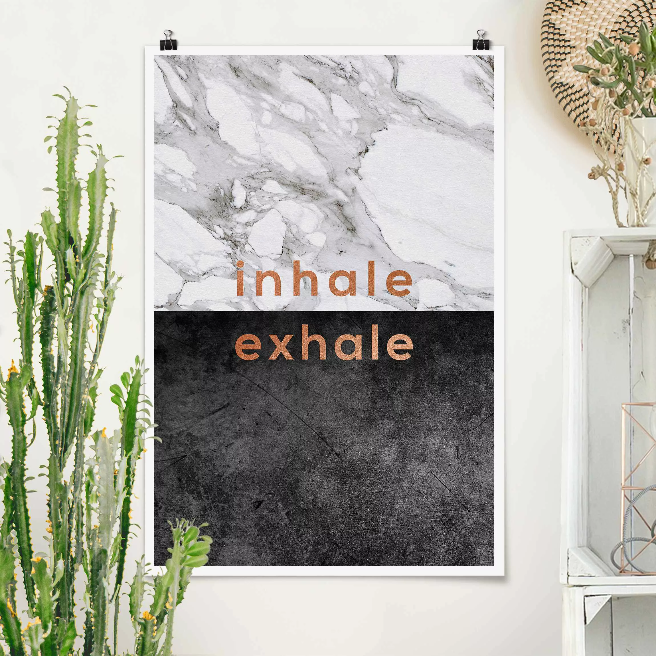 Poster Inhale Exhale Kupfer und Marmor günstig online kaufen