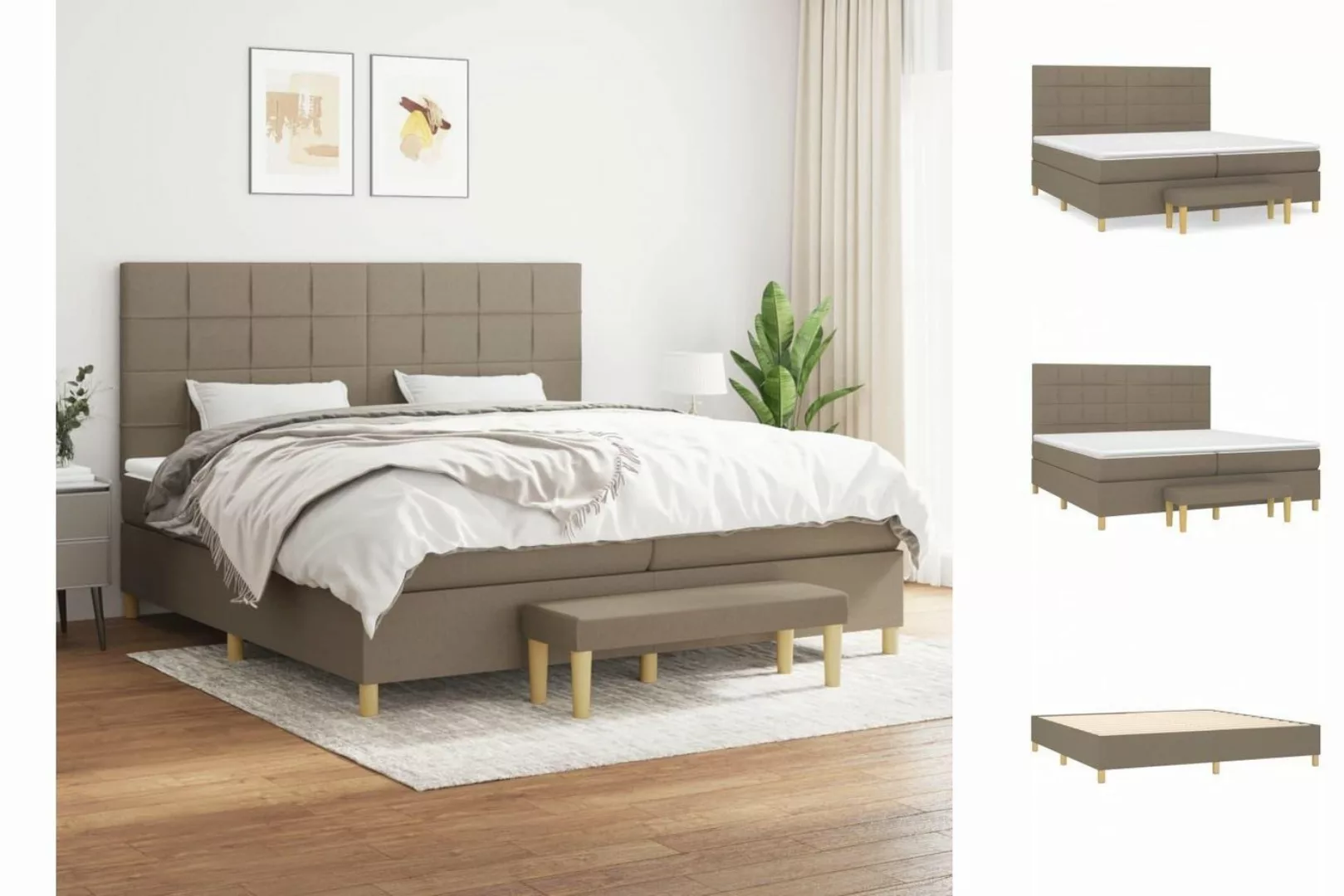 vidaXL Boxspringbett Boxspringbett mit Matratze Taupe 200x200 cm Stoff Bett günstig online kaufen