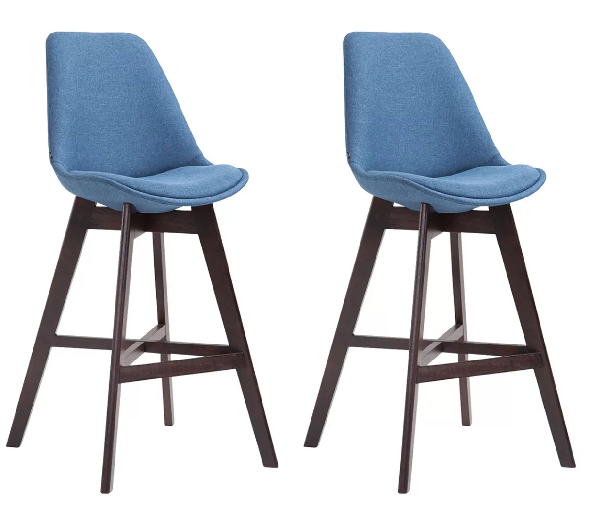 2er Set Barhocker Cannes Stoff Cappuccino Blau günstig online kaufen