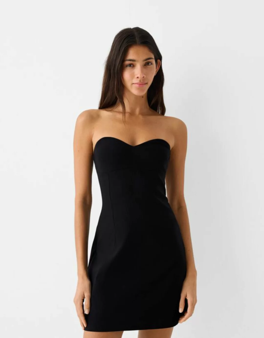 Bershka Bandeau-Minikleid Aus Bengaline Damen M Schwarz günstig online kaufen