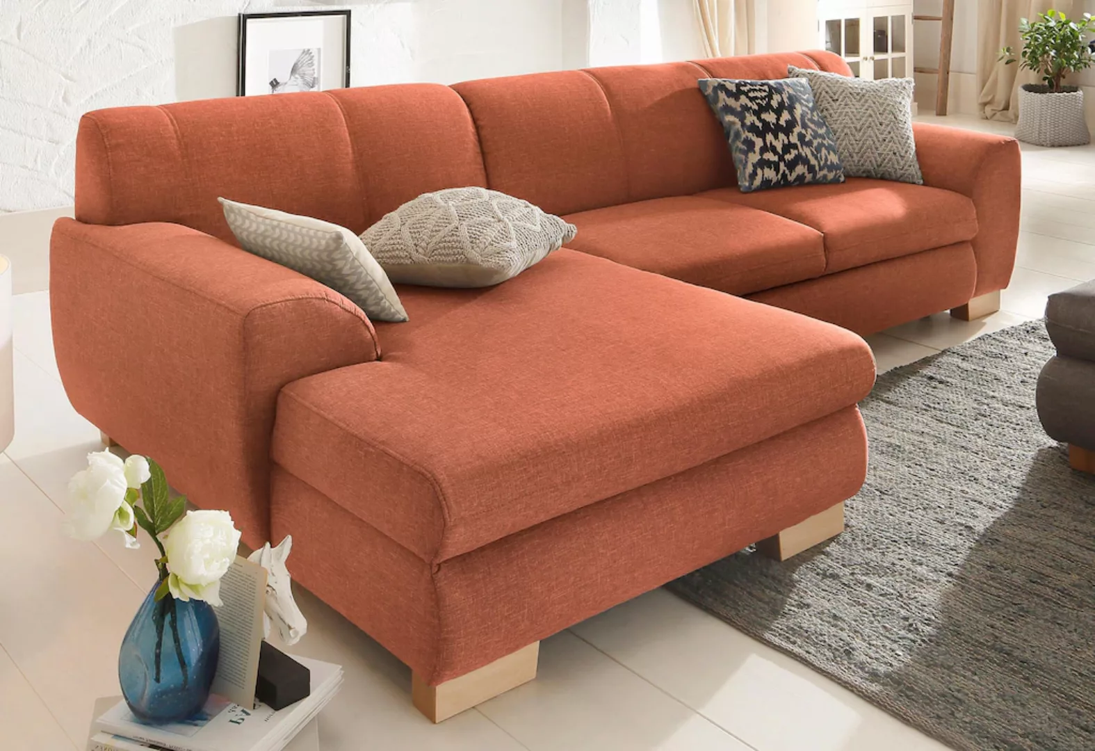 Home affaire Ecksofa "Nika L-Form", Polsterecke, Struktur fein oder Melrose günstig online kaufen