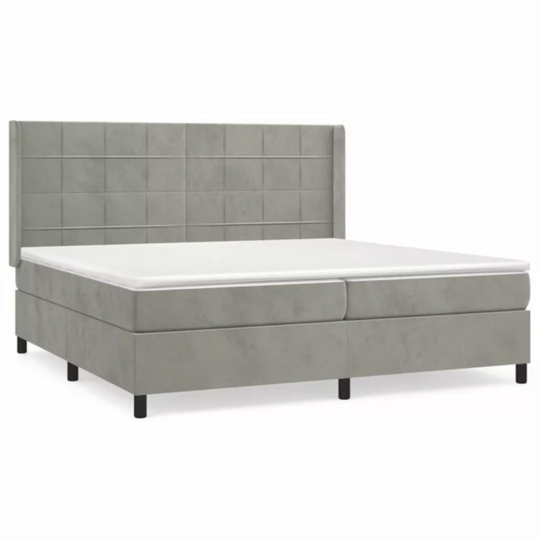 furnicato Bett Boxspringbett mit Matratze Hellgrau 200x200 cm Samt (1-tlg) günstig online kaufen