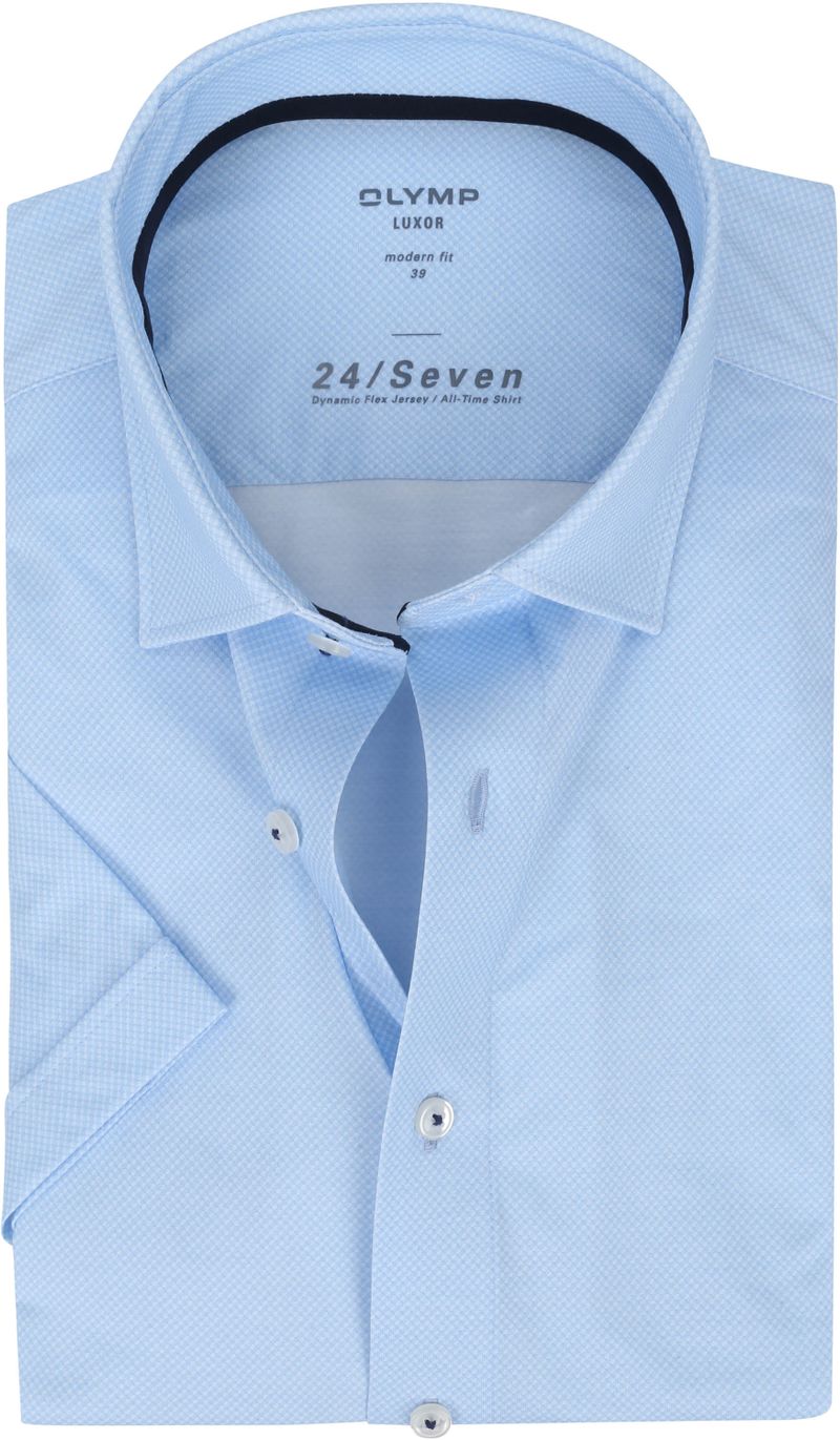 OLYMP Luxor 24/Seven Kurzarm-Hemd, Modern Fit, Hellblau - Größe 40 günstig online kaufen