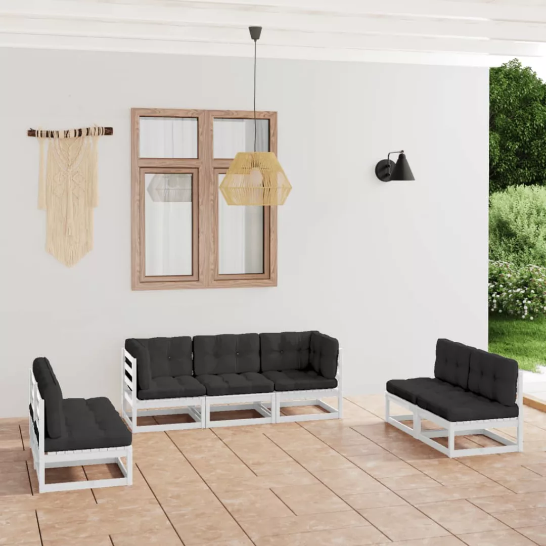 7-tlg. Garten-lounge-set Mit Kissen Kiefer Massivholz günstig online kaufen