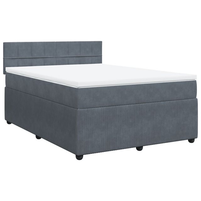 vidaXL Boxspringbett Boxspringbett mit Matratze Dunkelgrau 140x200 cm Samt günstig online kaufen