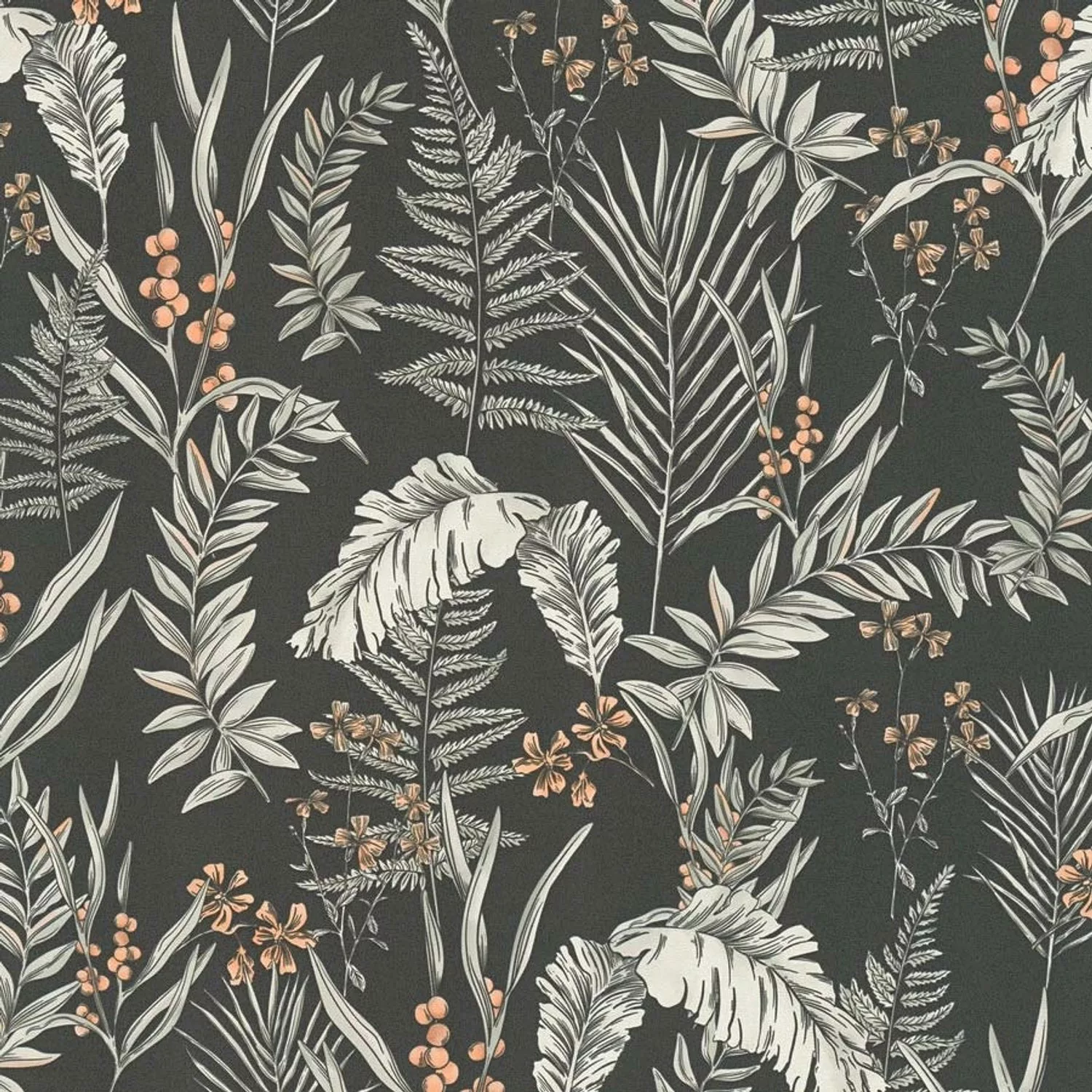 Bricoflor Farn Tapete In Schwarz Weiß Vintage Blumentapete Mit Blättern Für günstig online kaufen