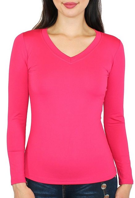 dy_mode Thermohemd Thermo Langarmshirt Damen Thermoshirt Innenfutter V-Auss günstig online kaufen