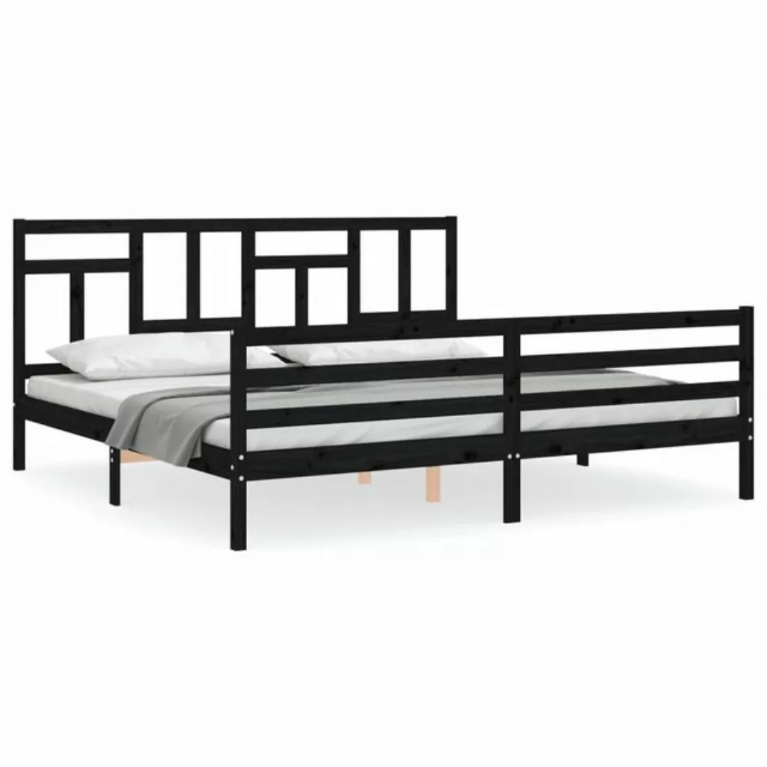 vidaXL Bett Massivholzbett mit Kopfteil Schwarz 200x200 cm günstig online kaufen