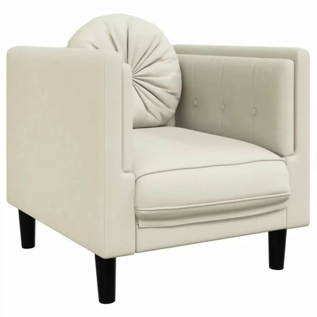 vidaXL Sofa Sessel mit Kissen Creme Samt günstig online kaufen