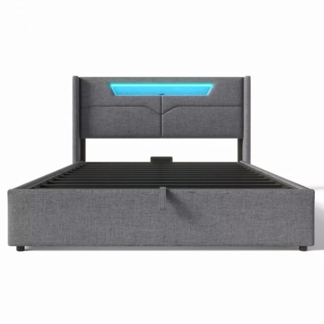 OKWISH Polsterbett LED Doppelbett mit USB Typ C Ladefunktion günstig online kaufen